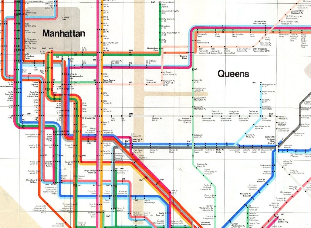 New Yorker U-Bahnpläne über die Jahrzehnte