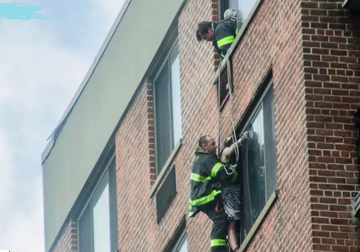 Feuerwehr rettet Frau in Harlem mit extrem seltenen Seilmanöver aus brennender Wohnung im 17. Stock