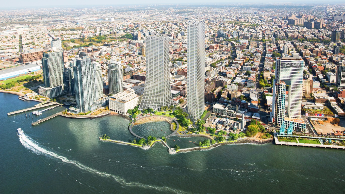 Baubeginn 2024 – Am East River in  Brooklyn sollen zwei Strände entstehen